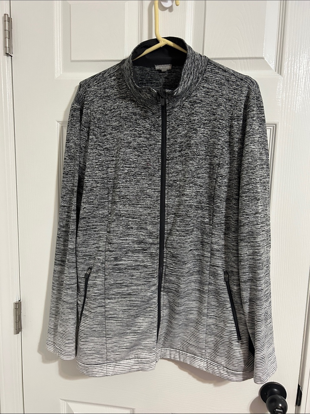 Talbots Heathered Black & White Full-Zip Utility Jacket